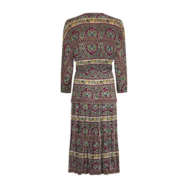 1940s L'Aiglon Heraldic Style Novelty Print Rayon Dress