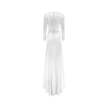 ARCHIVE - 1940s White Satin Wedding Dress with Train