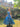 ARCHIVE - 1950s Frank Usher Jacquard Blue and Champagne Evening Dress