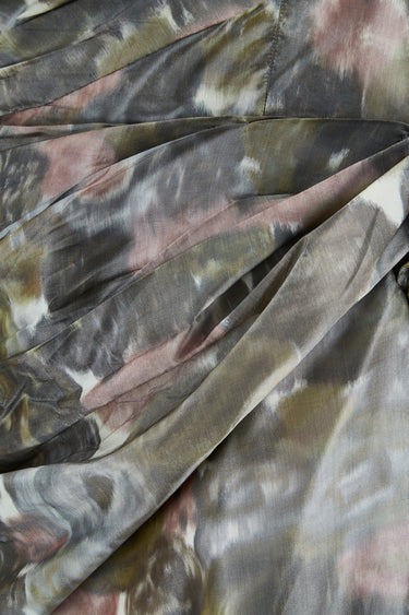 ARCHIVE - 1950s Harvey Nichols Silk Floral Strapless Ruched Dress