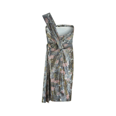 ARCHIVE - 1950s Harvey Nichols Silk Floral Strapless Ruched Dress