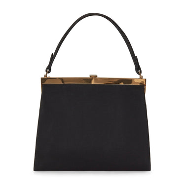 ARCHIVE - 1950s Black Silk Grosgrain Fortnum & Mason Top Handle Bag