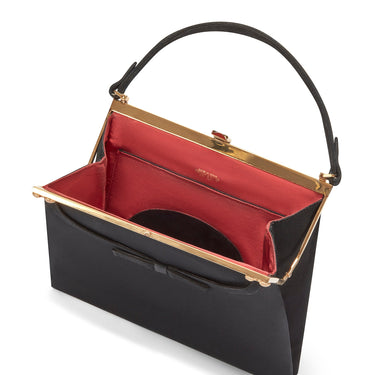 ARCHIVE - 1950s Black Silk Grosgrain Fortnum & Mason Top Handle Bag