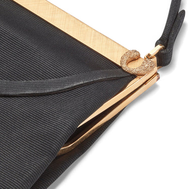 ARCHIVE - 1950s Black Silk Grosgrain Fortnum & Mason Top Handle Bag