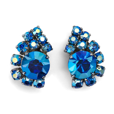 1950s Blue Aurora Borealis Iridescent Gemstone Teardrop Earrings