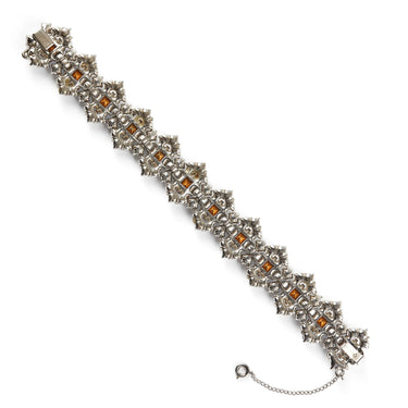 ARCHIVE - 1950s Bogoff Clear and Aquamarine Encrusted Rhinestone Bracelet