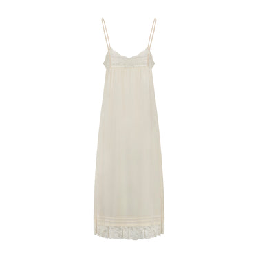 ARCHIVE - 1950s French Cream Silk Pintuck and Lace Slip Dress
