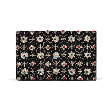 ARCHIVE - 1960s Indian Black Zardozi Embroidered Clutch Bag with Box