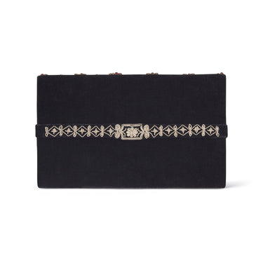 ARCHIVE - 1960s Indian Black Zardozi Embroidered Clutch Bag with Box