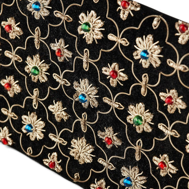 ARCHIVE - 1960s Indian Black Zardozi Embroidered Clutch Bag with Box