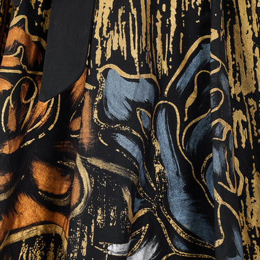 ARCHIVE - 1950s Mexican Black Circle Skirt with Gold Hand-Painted Pattern