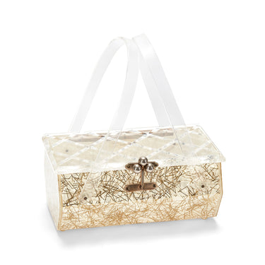 1950s Kahn of Florida Gold Confetti Lucite Double Handled Bag