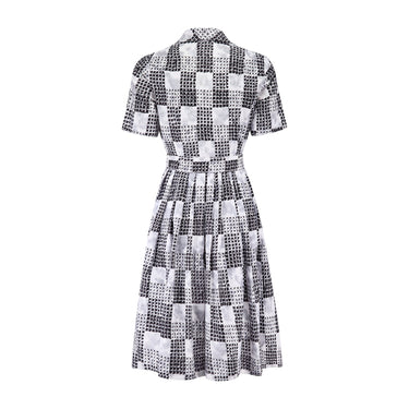 ARCHIVE - 1950s Monochrome Shirtwaister Dress with Novelty Houndstooth Print