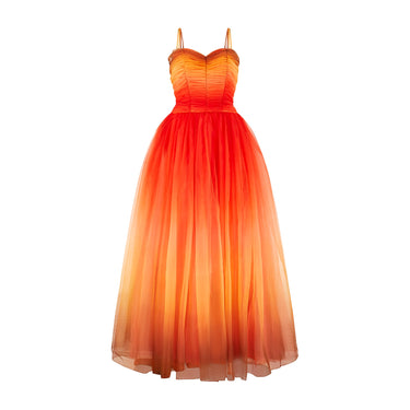 ARCHIVE - 1950s Norman Young Orange Ombré Chiffon Dress