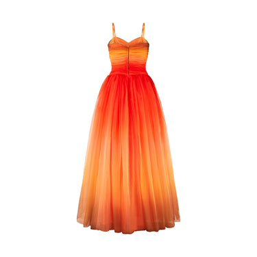 ARCHIVE - 1950s Norman Young Orange Ombré Chiffon Dress
