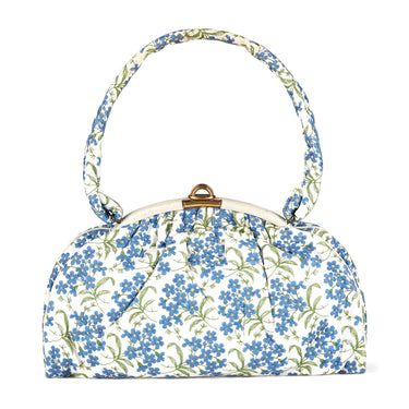 ARCHIVE - 1950s White Bag with Forget-Me-Not Flowers and Matching Gloves
