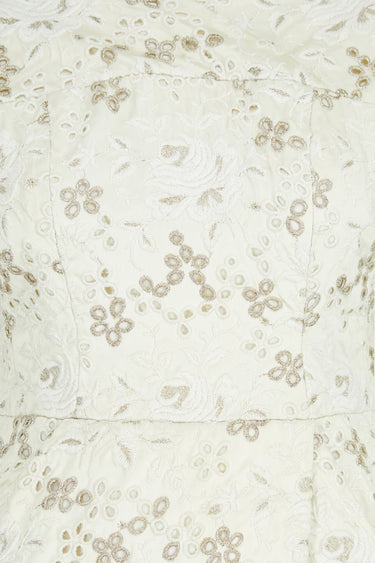 ARCHIVE - 1960s White Floral Embroidered Brocade Column Dress