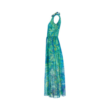ARCHIVE - 1960s Polmarks Green and Blue Sequinned Georgette Floral Jumpsuit