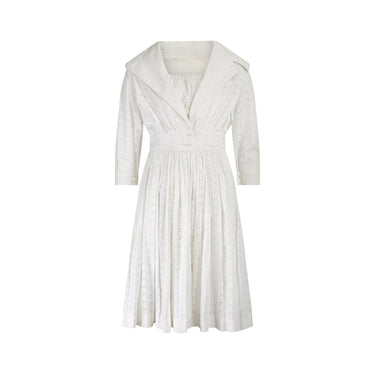 ARCHIVE - 1960s White Cotton Broderie Anglaise Dress and Jacket Set