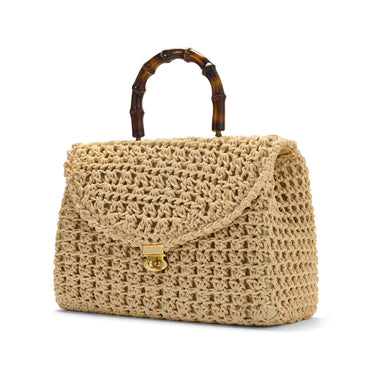1960s Beige Macrame Bag with Top Handle
