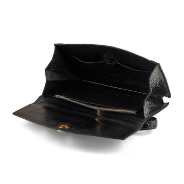 1960s Black Asprey Top Handle Crocodile Leather Bag