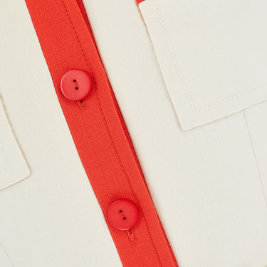 1960s Karl Lagerfeld for Chloé Cream and Red Culottes Dress Suit