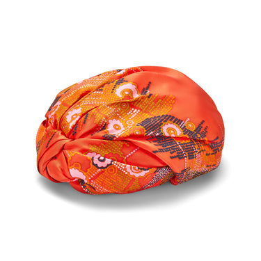 ARCHIVE - 1960s Christian Dior Orange Silk Printed Turban Hat
