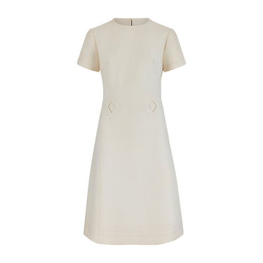 ARCHIVE - 1960s Cream Wool Shift Dress with Diamond Cut-Out Detail