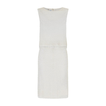 1960s De-Jans Pearl White Beaded Top and Skirt