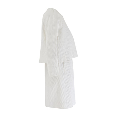1960s Eisa Balenciaga Haute Couture White Cotton Dress Suit