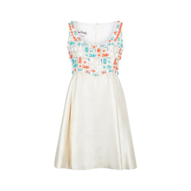 ARCHIVE - 1960s Gino Charles Cream Silk Beaded Dress