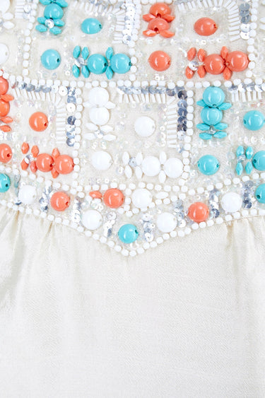 ARCHIVE - 1960s Gino Charles Cream Silk Beaded Dress