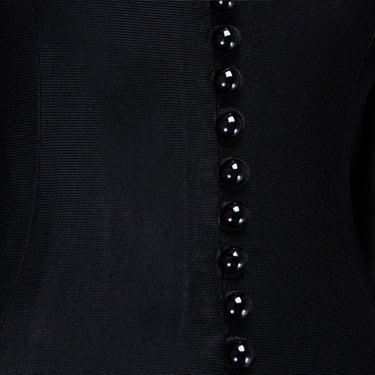1960s Jean Varon Jersey Black Maxi Dress with Front Button Detail