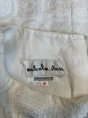 ARCHIVE - 1960s Malcolm Starr Diamante White and Silver Weave Dress