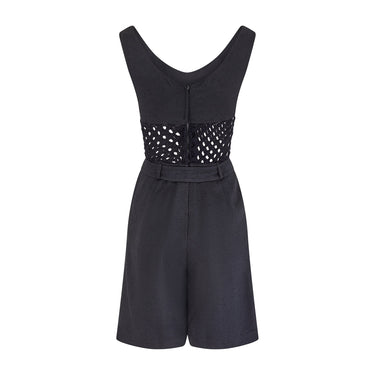 ARCHIVE - 1965 Mary Quant Documented Black Playsuit with Crochet Bodice