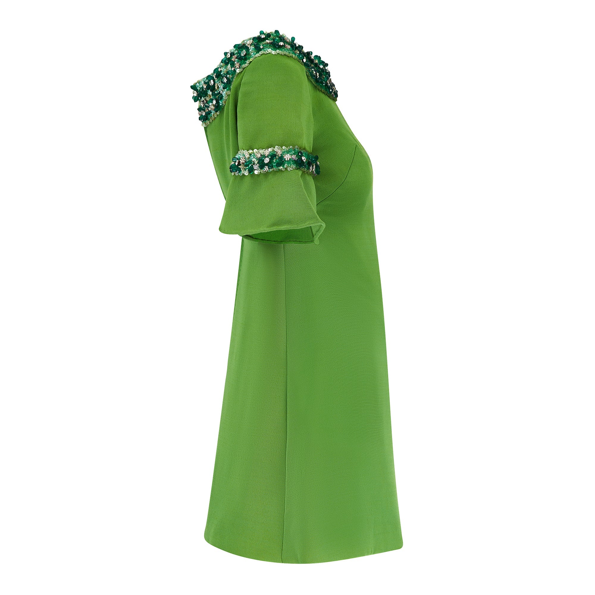 ARCHIVE - 1960s Paola Sidoli Alta Moda Green Beaded Mini Dress CIRCA VINTAGE ARCHIVE - 1960s Paola Sidoli Alta Moda Green Beaded Mini Dress CIRCA VINTAGE