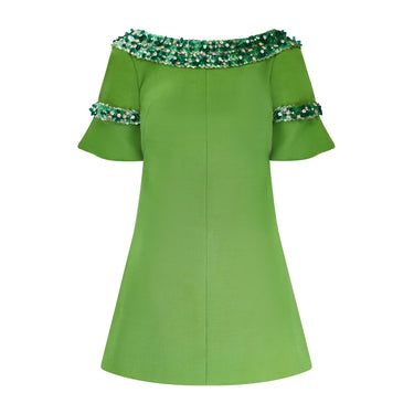 ARCHIVE - 1960s Paola Sidoli Alta Moda Green Beaded Mini Dress
