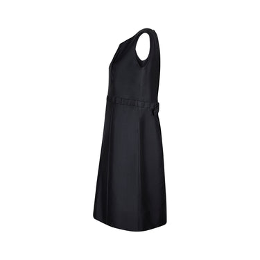 ARCHIVE - 1960s Pierre Balmain Silk Black Dress with Latticework Waistband