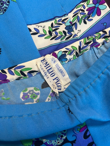 1960s Pucci Cerulean Blue Printed Leggings