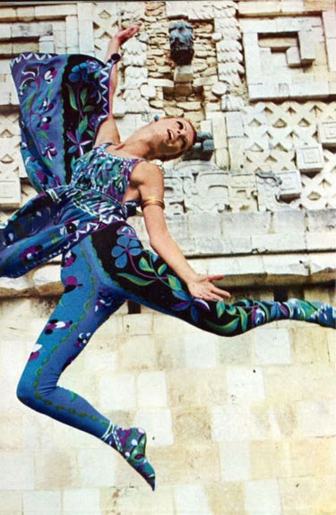 1960s Pucci Cerulean Blue Printed Leggings