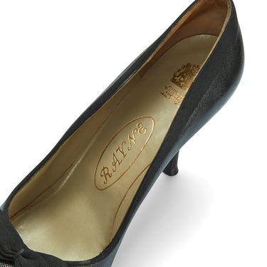 ARCHIVE - 1960s Rayne Saffiano Leather with Grosgrain Bow Stiletto