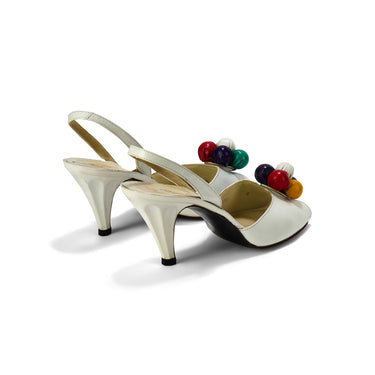 1960s Russell and Bromley White Peep Toe Shoes