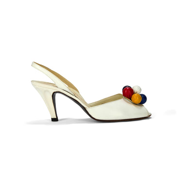 1960s Russell and Bromley White Peep Toe Shoes
