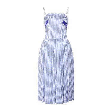 1960s Susan Small Lilac and White Spaghetti Strap Dress