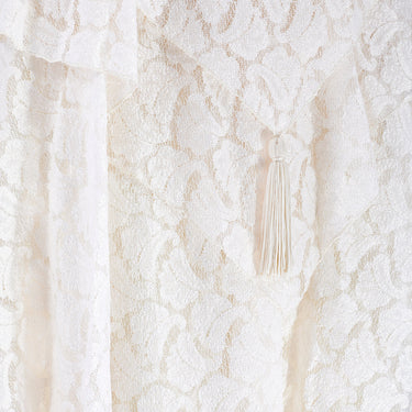ARCHIVE - 1970s Ellis Tassel Detail Tiered Cream Lace Wedding Dress