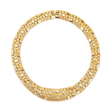 ARCHIVE - 1960s Trifari Gold Textured Articulated Necklace
