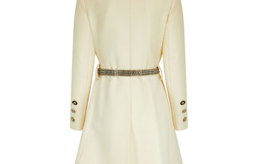 1970s Cardin-esque Couture Cream Wool Double-Breasted Coat
