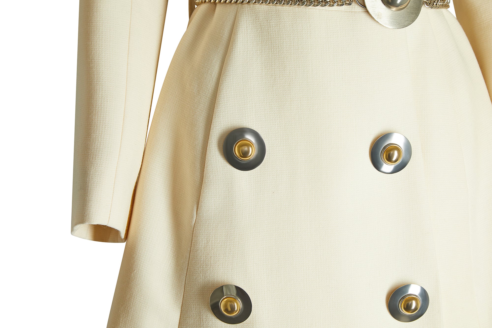 1970s Cardin-esque Couture Cream Wool Double-Breasted Coat