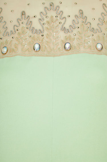 ARCHIVE - 1970s Lilli Diamond Pistachio Jersey Embellished Jumpsuit