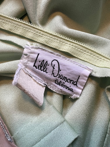 ARCHIVE - 1970s Lilli Diamond Pistachio Jersey Embellished Jumpsuit